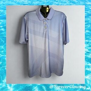Polo Shirt Golf Men’s Blue Geometric Print Performance XXL - Pebble Beach